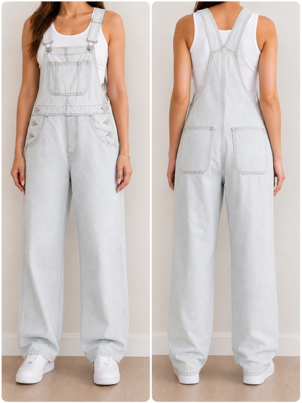 Levi’s Light Wash Denim Overalls Women’s XS Wide Leg Vintage Style